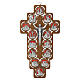 Way of the Cross and crucifix, 14 metal stations on wood, red resin finish s1