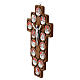 Way of the Cross and crucifix, 14 metal stations on wood, red resin finish s3