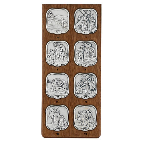 Way of the Cross Crucifix in Walnut Wood, 32x17 cm 5