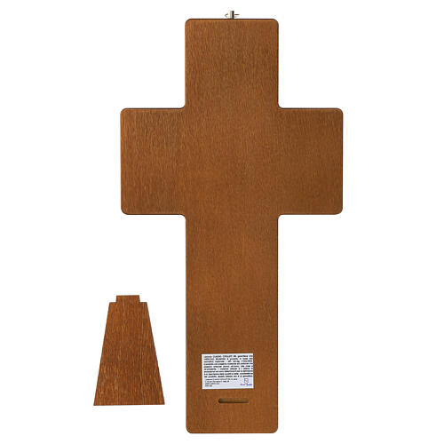 Hornbeam wooden crucifix, walnut finish, 14 metal Way of the Cross stations with resin 4