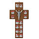 Hornbeam wooden crucifix, walnut finish, 14 metal Way of the Cross stations with resin s1