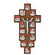 Hornbeam wooden crucifix with metallic Way of the Cross, 14 stations, red resin s1