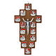 Crocefisso Via Crucis 14 stazioni metallo finitura argento croce legno di carpino s1