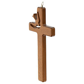 Croix Confirmation en bois de charme peint noyer 16x8 cm