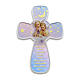 Baptism souvenir, cross with Guardian Angels and prayer, resin, 6x4 in s1