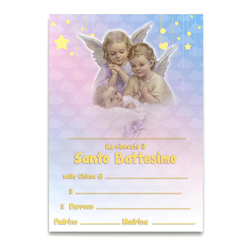 Baptism resin cross with Guardian Angel prayer in Italian, 15x10 cm 3