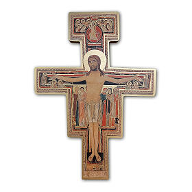 San Damiano cross, golden wood, high-quality print, 40x28 in