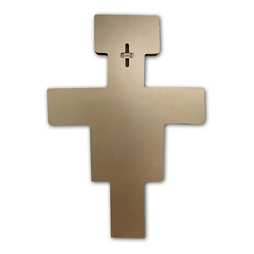 San Damiano cross, golden wood, high-quality print, 40x28 in 2