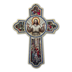 Croce legno accoglienza rilievo in legno 40x30 cm