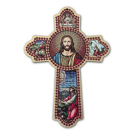 Wooden prayer cross with relief 60x40 cm