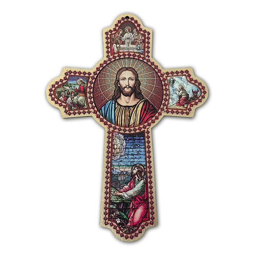 Wooden prayer cross with relief 60x40 cm 1