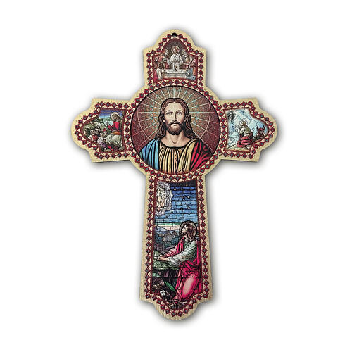 Wooden prayer cross with relief 15x10 cm 1