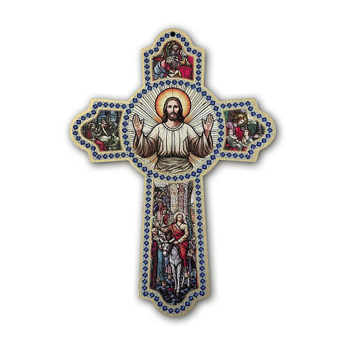 Cross of Prayer, embossed wood, 6x4 in 1