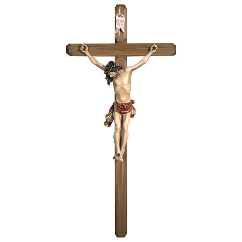 Walder crucifix in red carved Valgardena wood 1