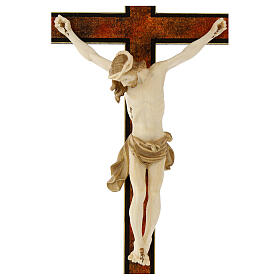 Walder crucifix with old bicoloured patinated finish, Val Gardena wood