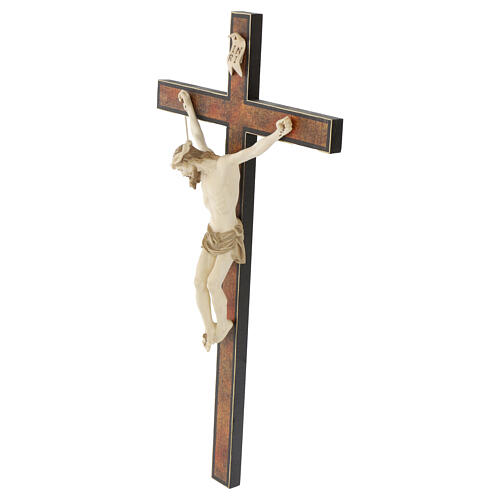 Walder crucifix with old bicoloured patinated finish, Val Gardena wood 4