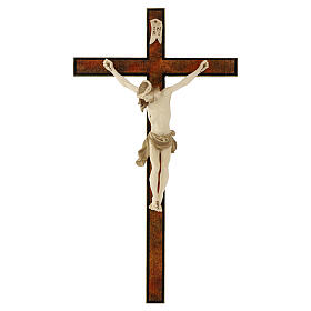 Crucifix Walder ancien bois Val Gardena patiné bicolore