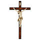 Crucifix Walder ancien bois Val Gardena patiné bicolore s1