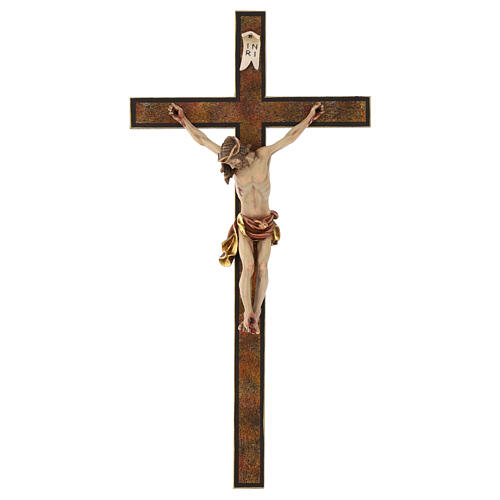 Walder crucifix, antique painted finish, Val Gardena wood 1