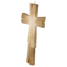 Meditation cross, bicoloured patinated wood, Val Gardena