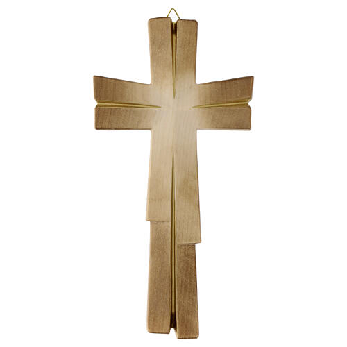 Croce meditativa legno Valgardena patinata bicolore 1