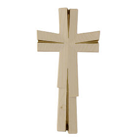 Meditative cross gold finish in Valgardena wood