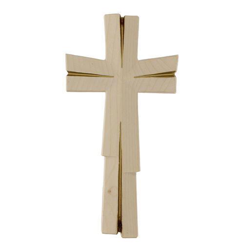 Meditative cross gold finish in Valgardena wood 1