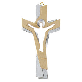 Cross of the Passion, silver finish, Val Gardena wood