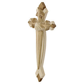 Cross of the Pilgrim, embossed shell, bicoloured patinated wood of Val Gardena