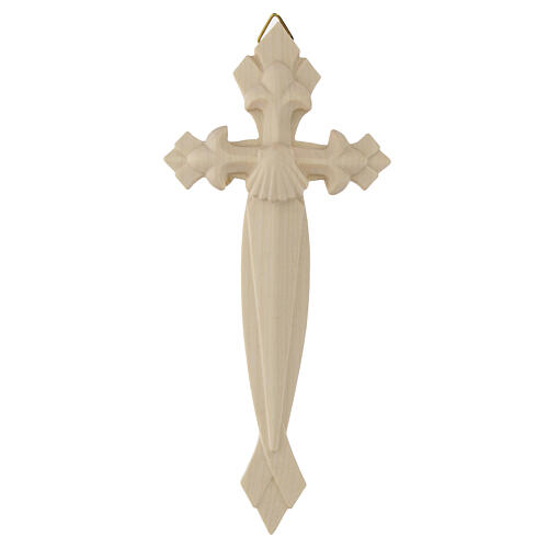 Croix du Pèlerin coquillage bois Val Gardena bicolore patiné 4