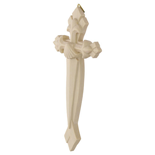 Croix du Pèlerin coquillage bois Val Gardena bicolore patiné 5