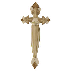 Croce del Pellegrino conchiglia legno Valgardena bicolore patinata