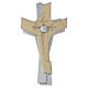 Cruz de madera Val Gardena concha del Peregrino plata s1