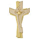 Cross of the Pilgrim with shell, Val Gardena wood with golden finish s1