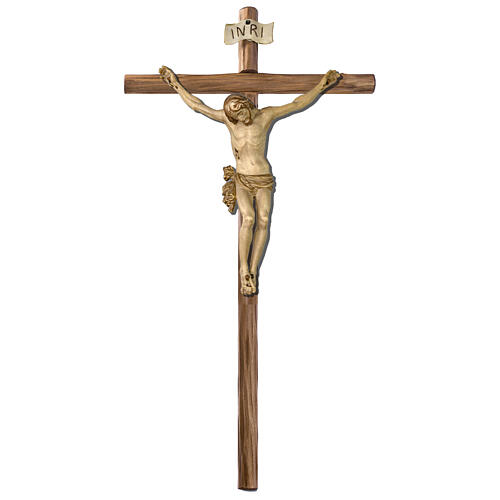 Crucifix Tacca bois Val Gardena patiné bicolore 1