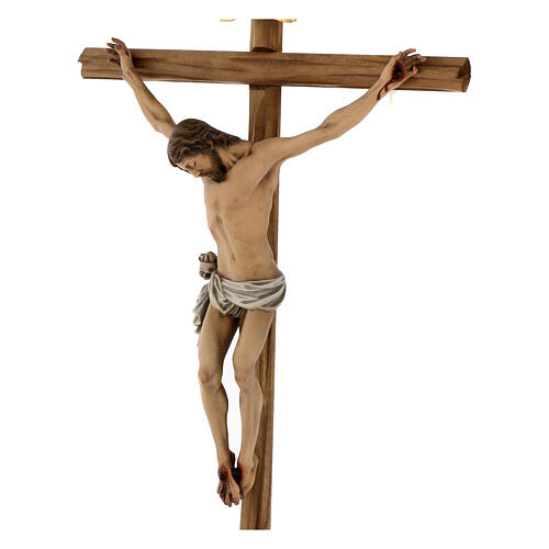 Farbiges Kruzifix aus Grödnertal Holz mit Kerben 4