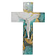 Cross white body glass green gold marble 16x10.5 cm s1