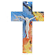 Murano glass cross with bright colours, white resin body of Chirst, 6x4 in s1