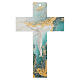 Croce marmorizzata verde oro vetro Murano 20x15 cm s1
