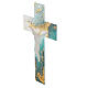 Croce marmorizzata verde oro vetro Murano 20x15 cm s2