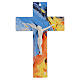 Glass cross with white body bright multicolor background 20x15 cm s1