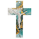 Marbled wall cross, green and golden glass, 10x7 in s1