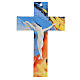 Cross with white body, light blue and orange glass, 10x7 in s1