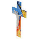 Cross with white body, light blue and orange glass, 10x7 in s2