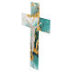 Marbled cross of green and golden Murano glass, 13x8 in s2