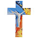 Colourful cross of Murano glass, white body of Christ, 13x8 in s1