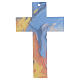 Colourful cross of Murano glass, white body of Christ, 13x8 in s3