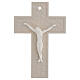 Croix résine taupe corps Christ blanc stylisé géométries 25x17 cm s1