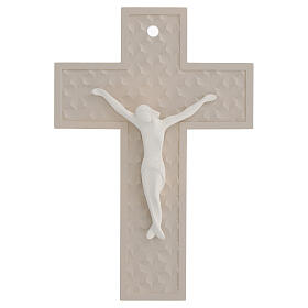 Croce resina tortora corpo bianco stilizzato geometrie 25x17 cm