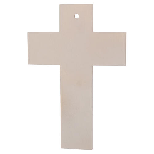 Cruz de resina com fundo gravado e Cristo branco 35x25 cm 3